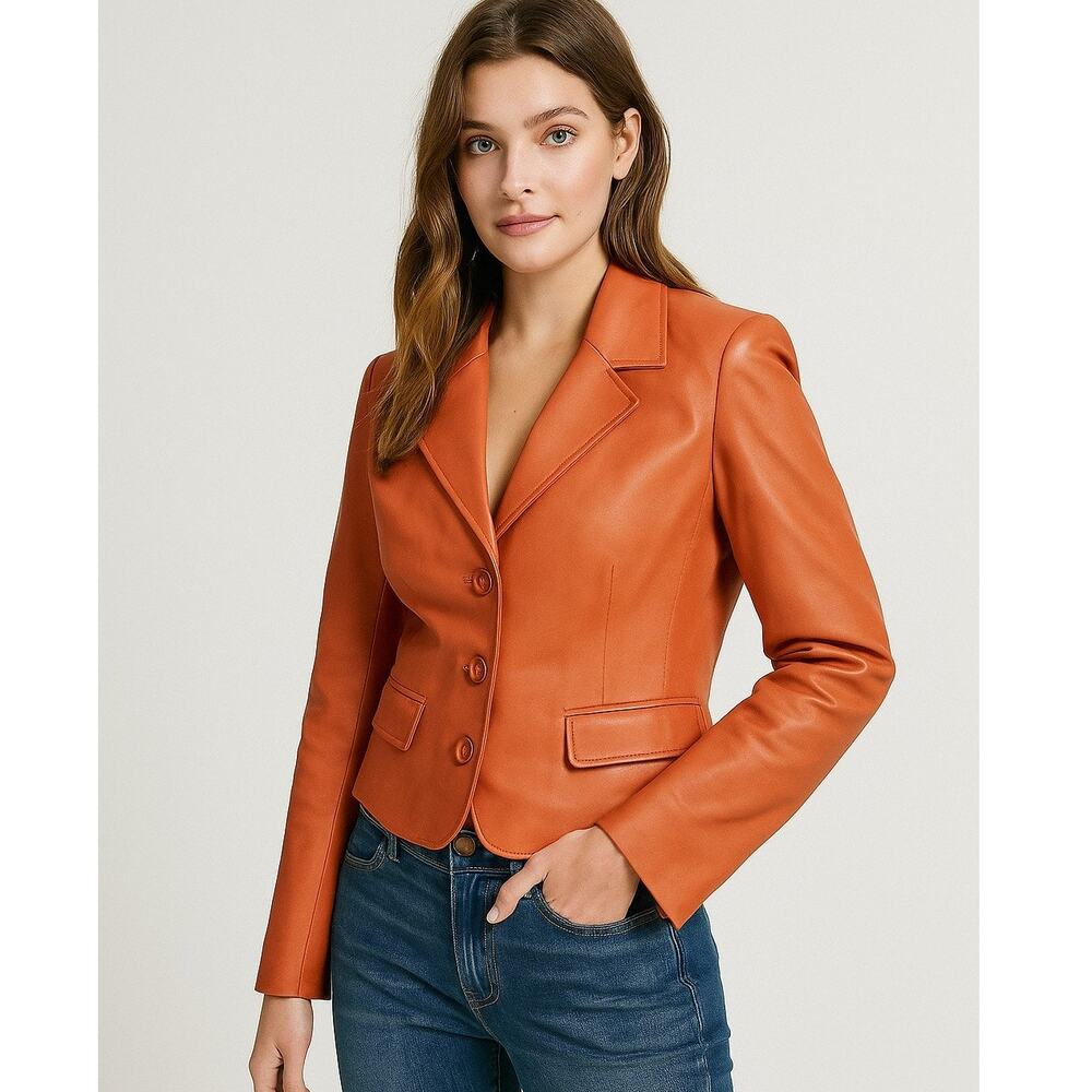 Pasha & Jo Vegan Leather Blazer Jacket